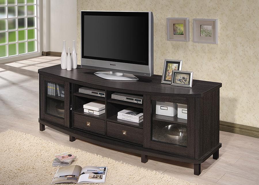 Wholesale Interiors TV & Media Units - Walda 70-Inch Greyish Dark Brown Wood TV Cabinet with 2 Sliding Doors and 2 Drawers