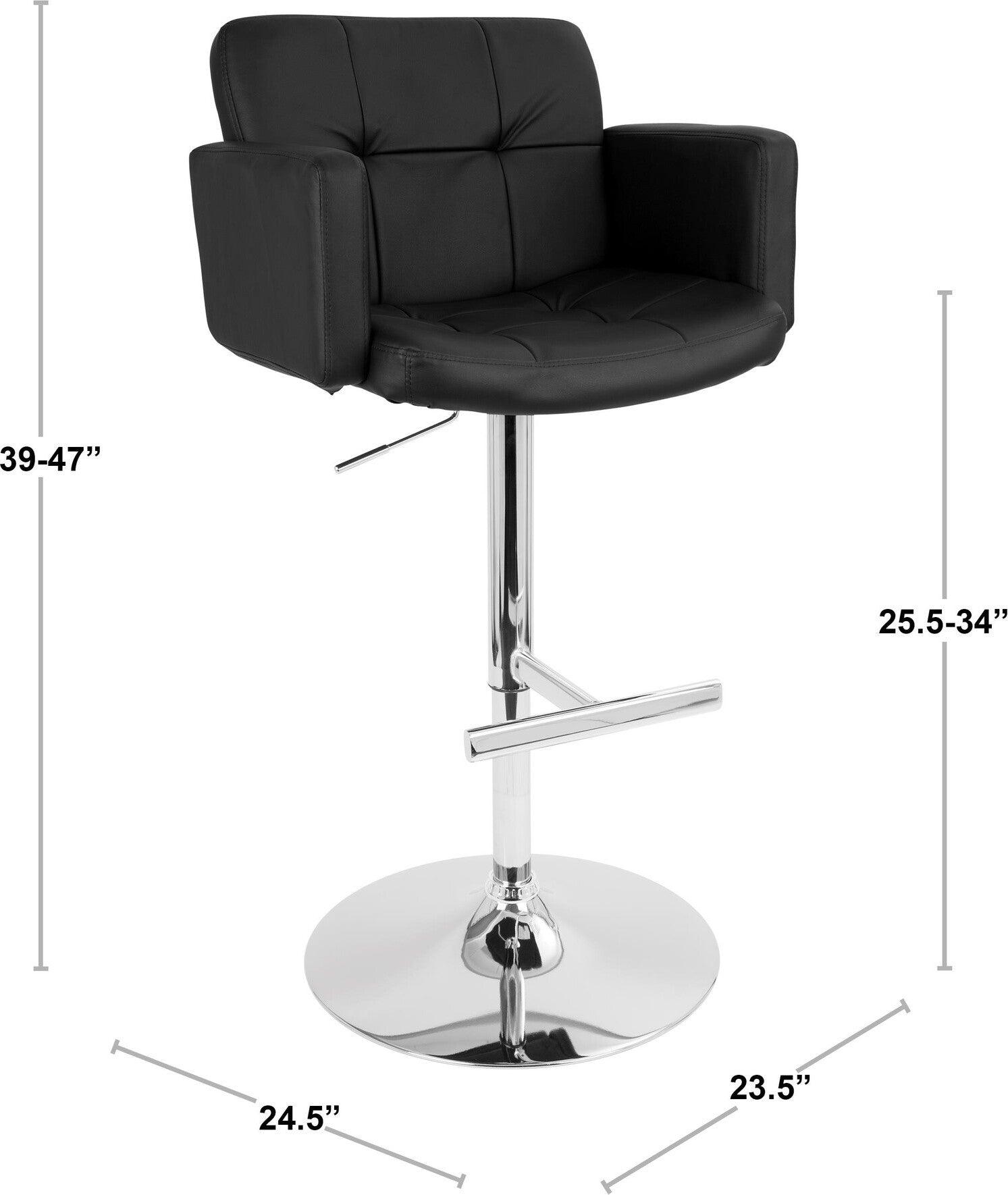 Lumisource Barstools - Stout Contemporary Adjustable Barstool with Swivel and Black Faux Leather