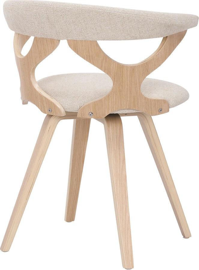Lumisource Dining Chairs - Gardenia Mid-Century Modern Dining/accent Chair with Swivel in Natural Wood and Cream Fabric