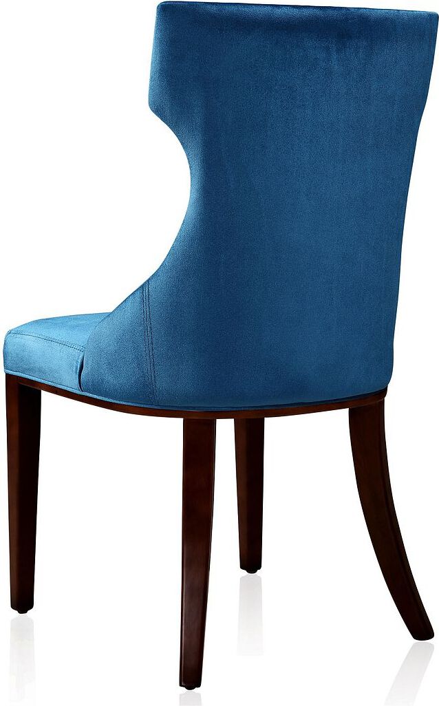 Manhattan Comfort Dining Chairs - Reine Cobalt Blue & Walnut Velvet Dining Chair (Set of Two)
