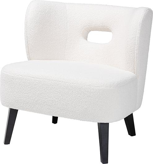 Wholesale Interiors Accent Chairs - Naara Modern Ivory Boucle Upholstered and Black Finished Wood Accent Chair