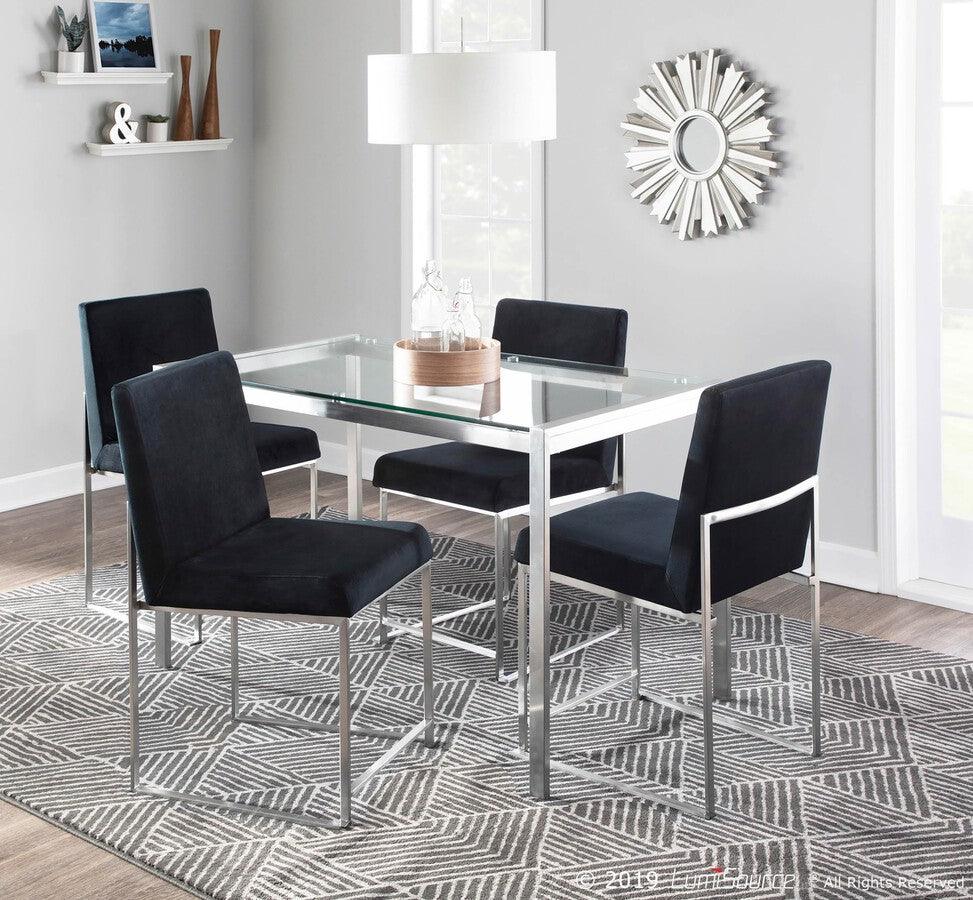 Lumisource Dining Chairs - High Back Fuji Contemporary Dining Chair in Stainless Steel and Black Velvet - Set of 2