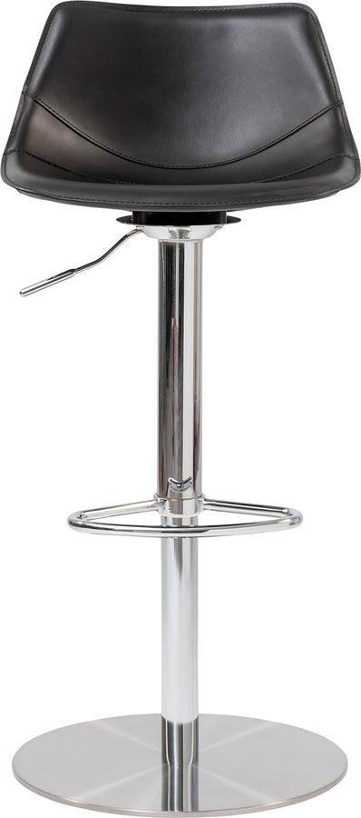 Euro Style Barstools - Rudy Adjustable Swivel Bar/Counter Stool in Black with Brushed Stainless Steel Base