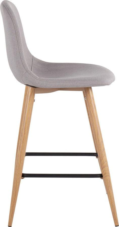 Lumisource Barstools - Pebble Counter Stool In Natural Metal & Light Grey Fabric (Set of 2)