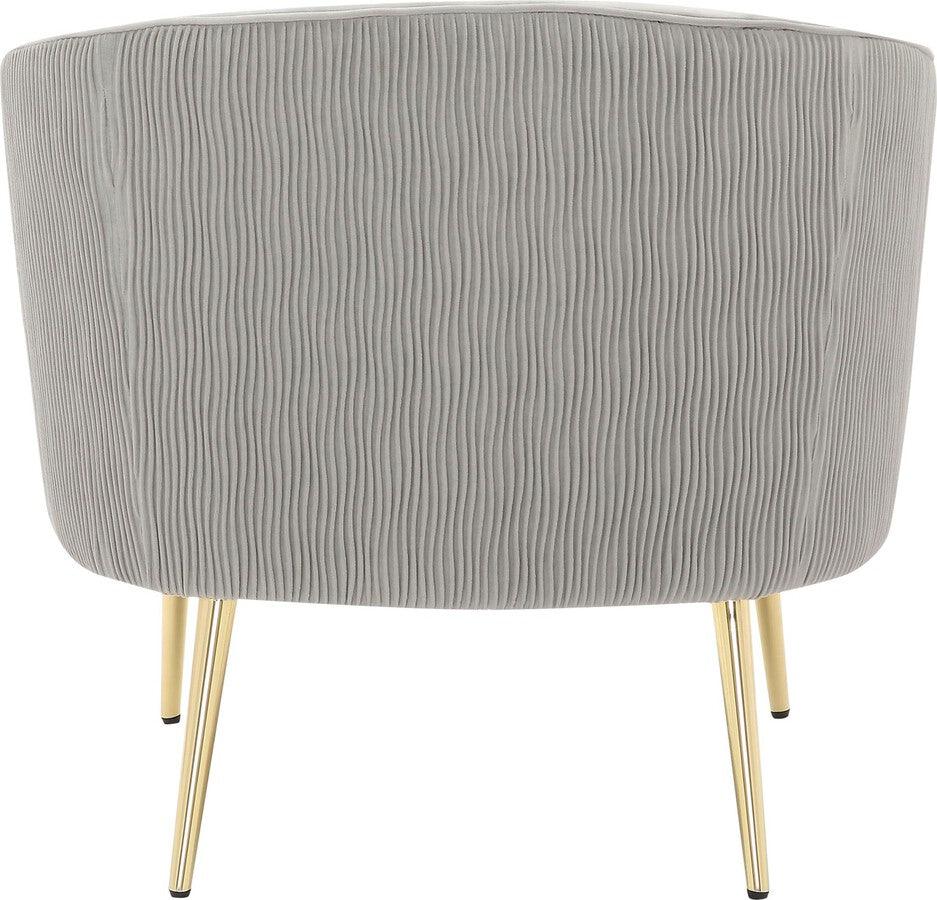 Lumisource Accent Chairs - Tania Pleated Waves Contemporary/Glam Accent Chair In Gold Steel & Silver Velvet