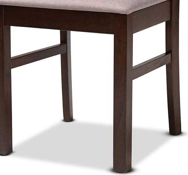 Wholesale Interiors Dining Chairs - Amara Mid-Century Modern Warm Grey Fabric and Dark Brown Finished Wood 2-Piece Dining Chair Set