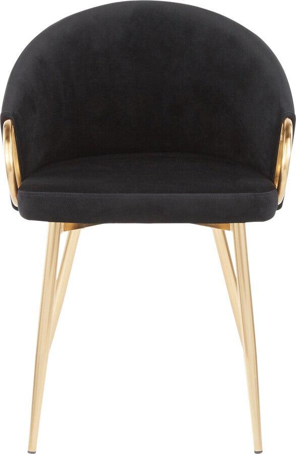 Lumisource Accent Chairs - Claire Contemporary/Glam Chair In Gold Metal & Black Velvet (Set of 2)