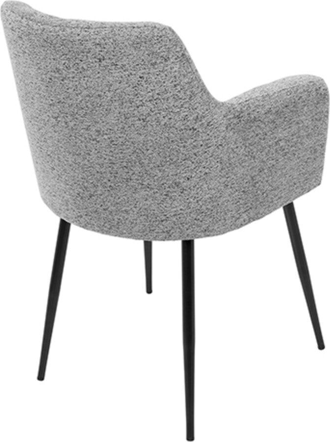 Lumisource Dining Chairs - Andrew Contemporary Dining/Accent Chair in Black with Grey Fabric - Set of 2