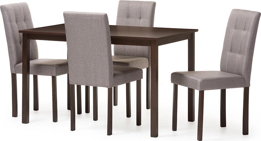 Wholesale Interiors Dining Sets - Andrew Contemporary 5-Piece Grey Fabric Upholstered Grid-tufting Dining Set