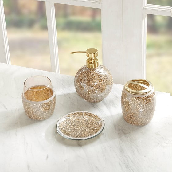 Olliix.com Bath Accessories - 4 Piece Bath Accessory Set Gold