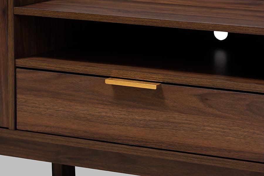 Wholesale Interiors TV & Media Units - Lena Mid-Century Modern Walnut Brown Finished 2-Drawer Wood TV Stand
