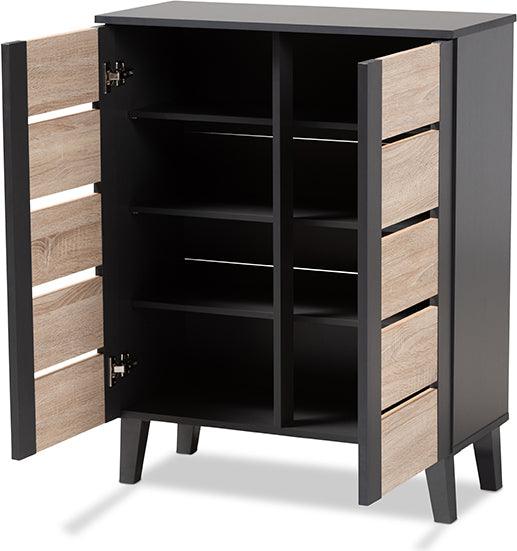 Wholesale Interiors Shoe Storage - Melle Contemporary Oak Brown and Gray 2-Door Wood Entryway Shoe Storage Cabinet