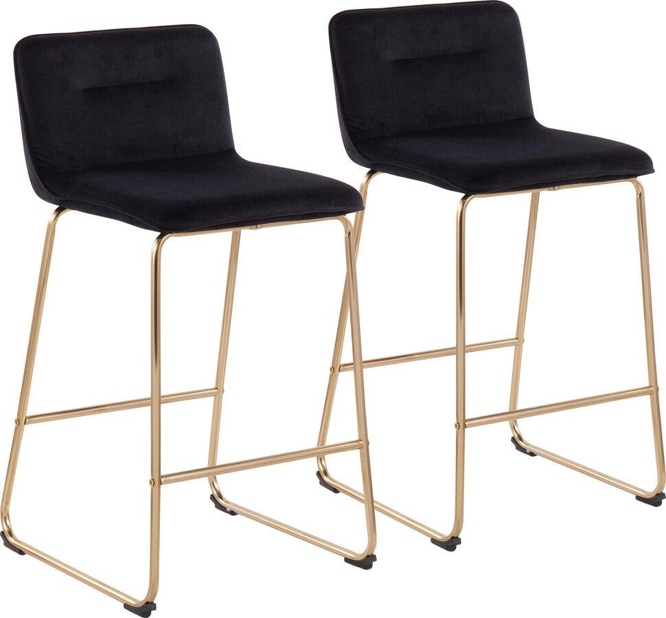 Lumisource Barstools - Casper Fixed-Height Contemporary Counter Stool in Gold Metal and Black Velvet - Set of 2