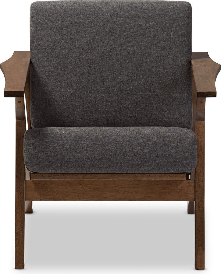 Wholesale Interiors Accent Chairs - Cayla Grey Fabric & "Walnut" Brown Wood Living Room 1-Seater Lounge Chair
