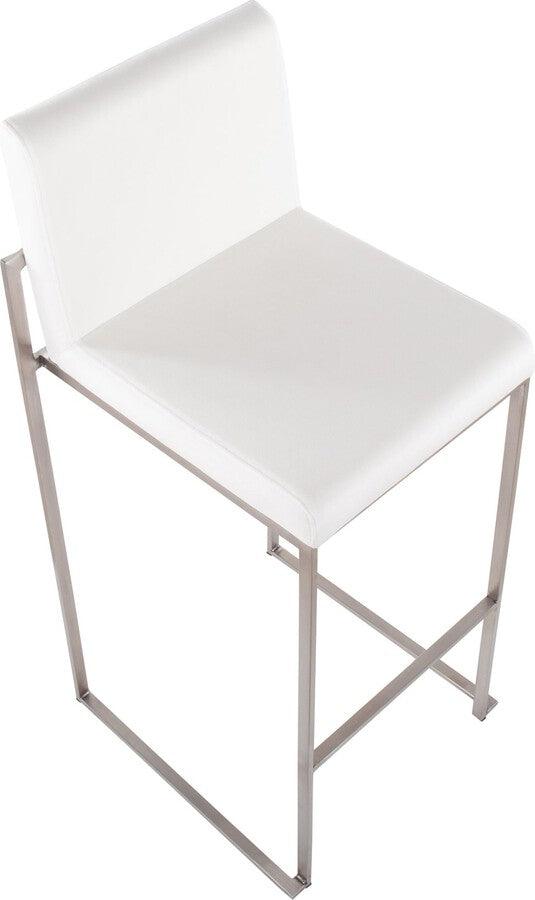 Lumisource Barstools - Fuji High Back Barstool In Stainless Steel & White Velvet (Set of 2)