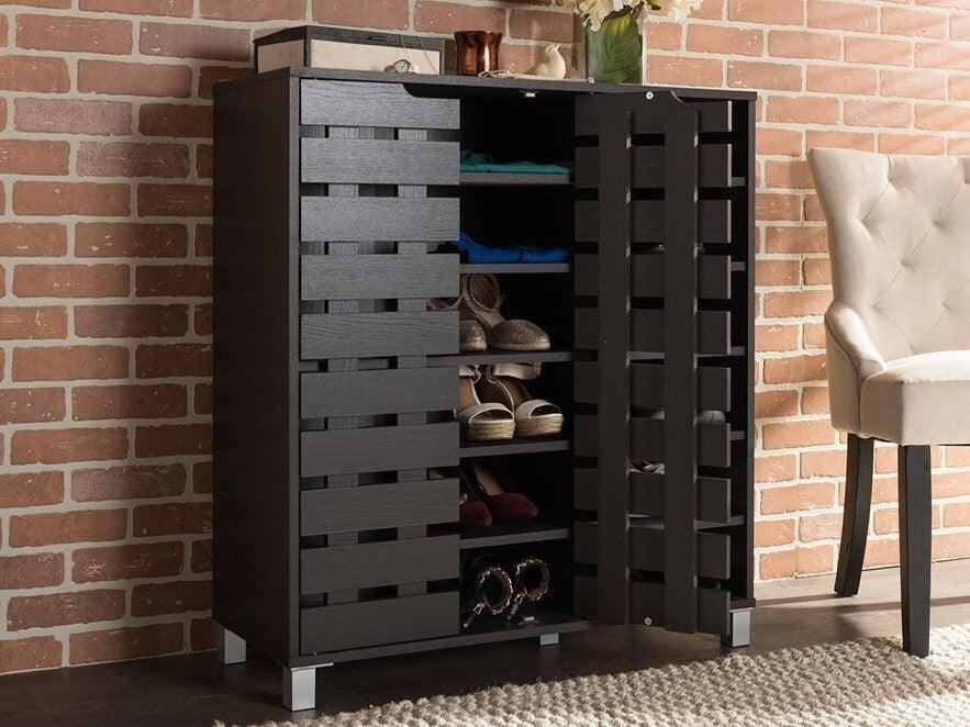 Wholesale Interiors Shoe Storage - Shirley Shoe Cabinet Dark Brown