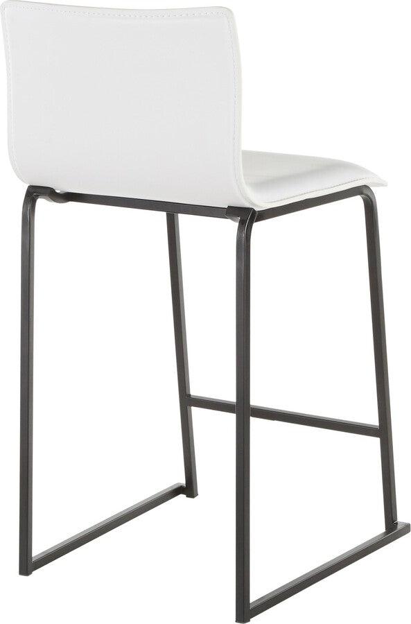 Lumisource Barstools - Mara 26" Contemporary Counter Stool in Black Metal and White Faux Leather - Set of 2