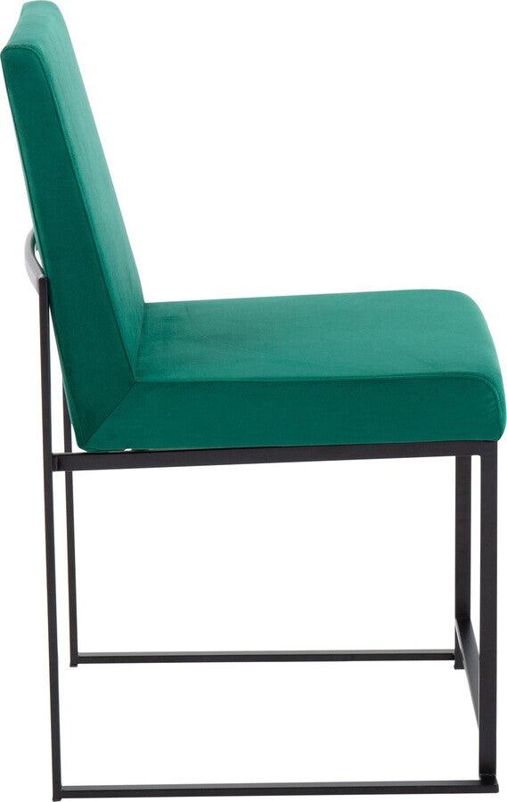 Lumisource Dining Chairs - High Back Fuji Contemporary Dining Chair in Black Steel and Green Velvet - Set of 2