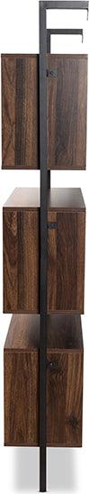 Wholesale Interiors Bookcases & Display Units - Aldis Modern Industrial Walnut Brown Wood and Black Metal 3-Tier Display Shelf