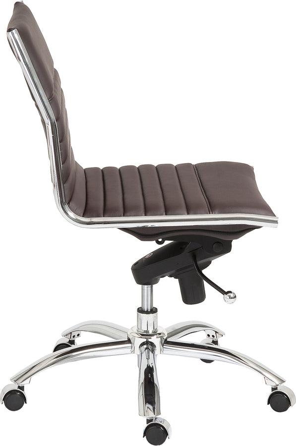 Euro Style Task Chairs - Dirk Low Back Office Chair w/o Armrests Brown