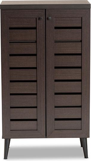 Wholesale Interiors Shoe Storage - Salma Dark Brown Finished Wood 2-Door Shoe Storage Cabinet