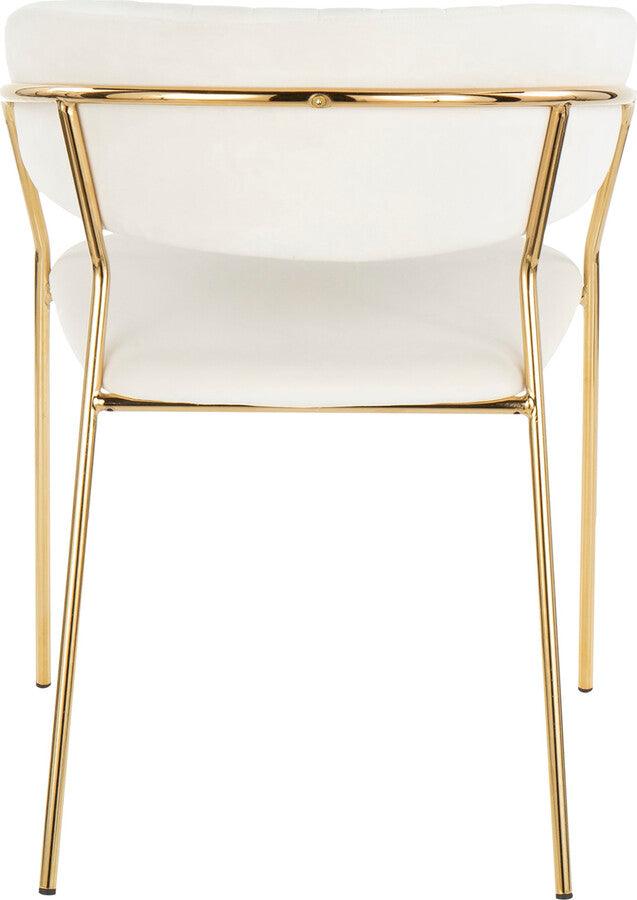 Lumisource Dining Chairs - Tania Contemporary-Glam Chair in Gold Metal with White Velvet - Set of 2