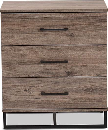 Wholesale Interiors Chest of Drawers - Daxton Modern and Contemporary Rustic Oak Finished Wood 3-Drawer Storage Chest