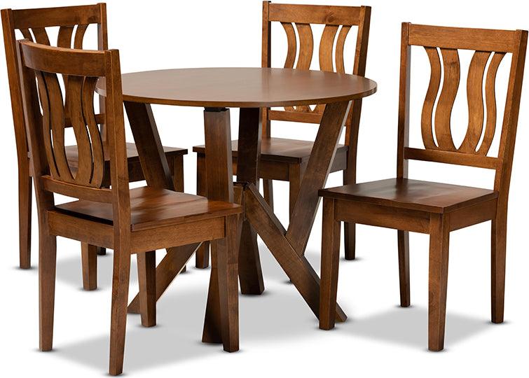 Wholesale Interiors Dining Sets - Noelia Walnut Brown Finished Wood 5-Piece Dining Set