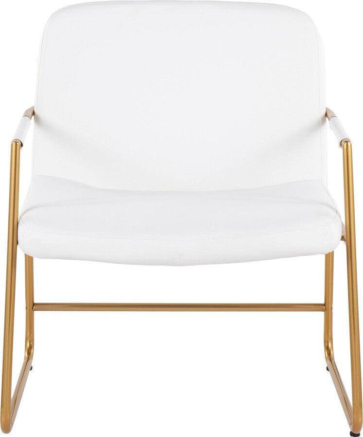 Lumisource Accent Chairs - Duke Contemporary Accent Chair In Gold Steel & White Faux Leather