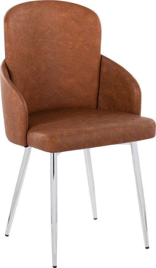 Lumisource Dining Chairs - Dahlia Contemporary Dining Chair In Chrome Metal & Camel Faux Leather With Chrome Accent (Set of 2)