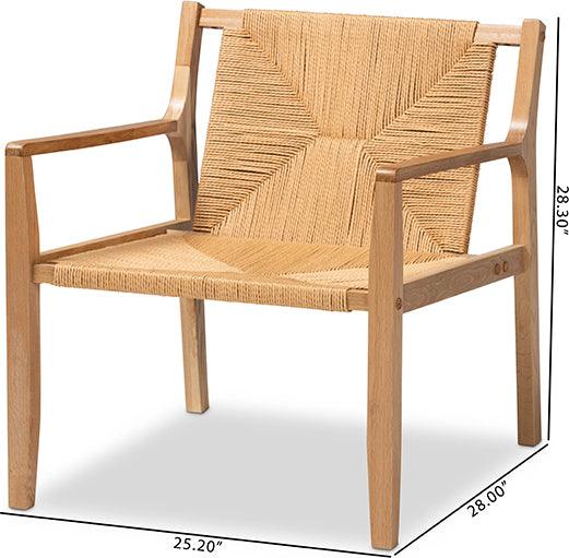 Wholesale Interiors Accent Chairs - Delaney Mid-Century Modern Oak Brown Finished Wood and Hemp Accent Chair