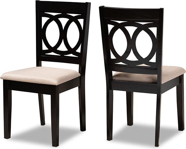 Wholesale Interiors Dining Chairs - Lenoir Sand Fabric Upholstered Espresso Brown Finished Wood 2-Piece Dining Chair Set Set