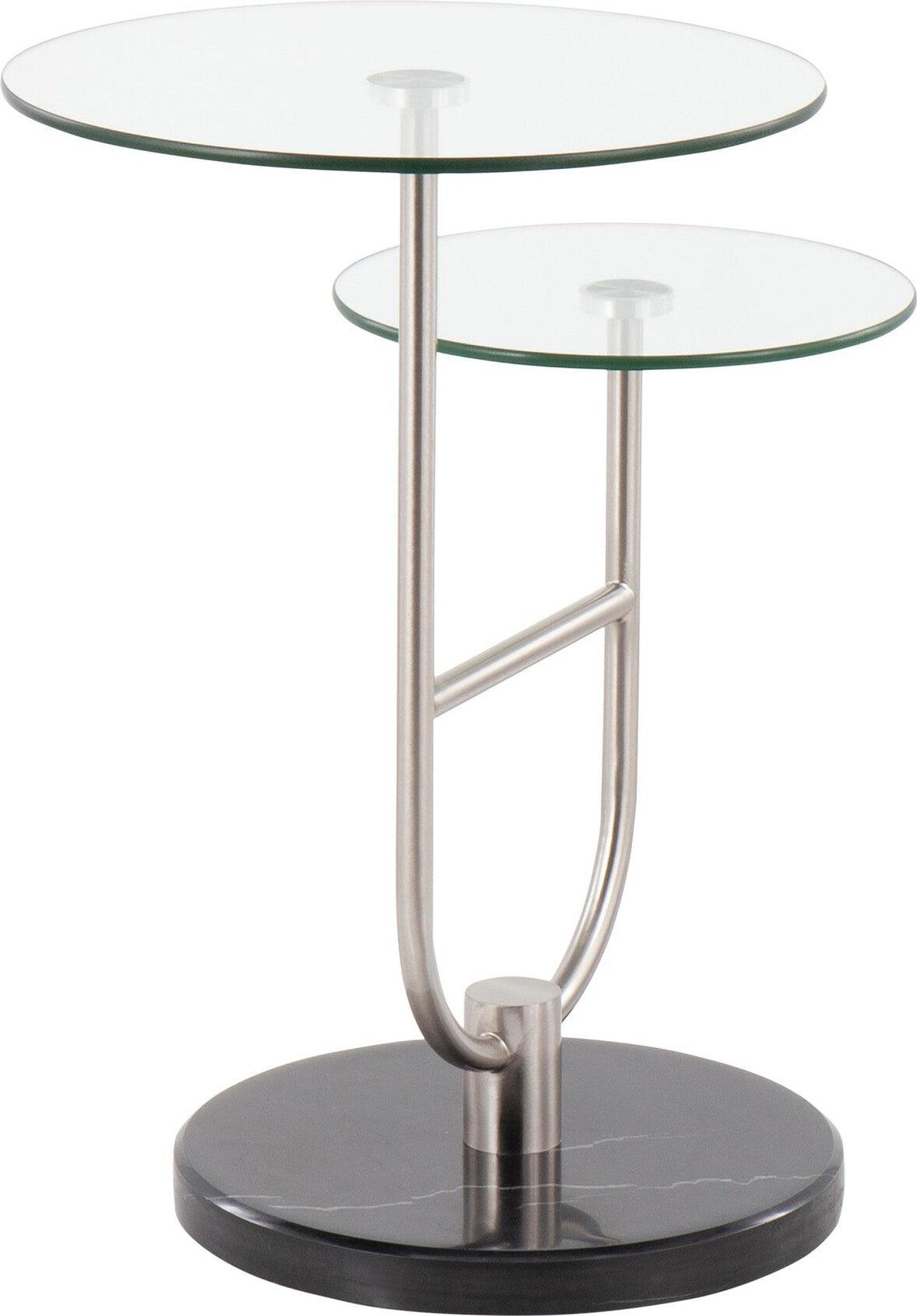 Lumisource Side & End Tables - Trombone Side Table Black Marble & Nickel