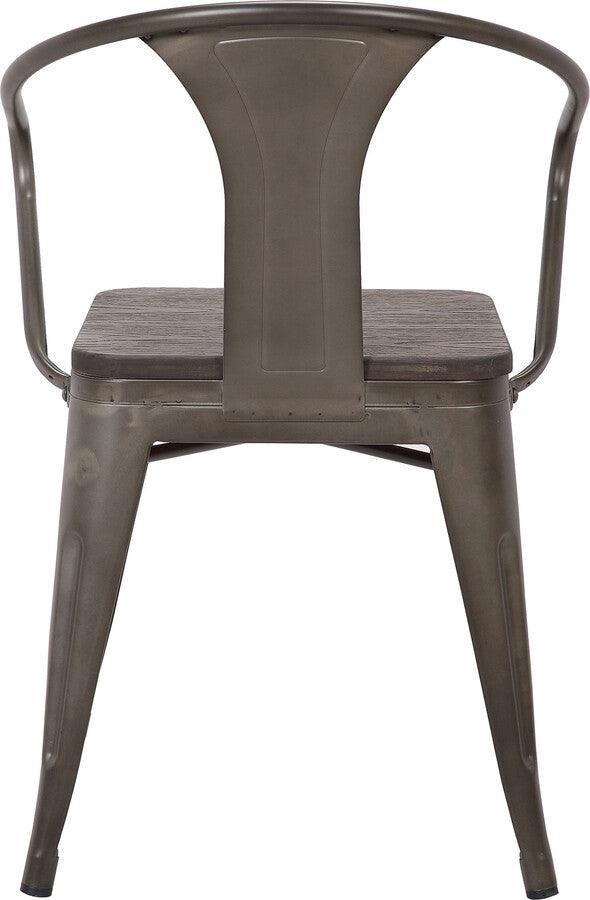 Lumisource Dining Chairs - Waco Industrial Chair in Vintage Antique Metal & Espresso Bamboo - Set of 2