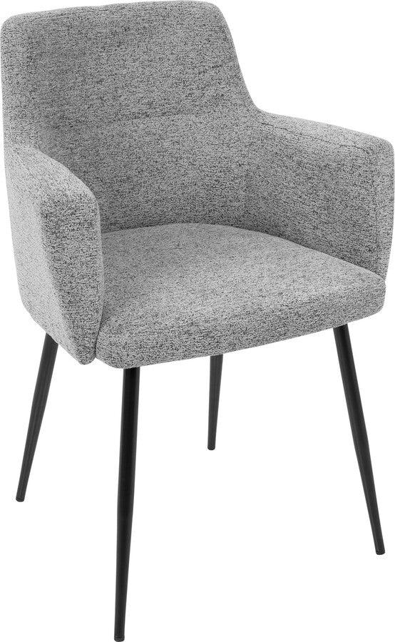 Lumisource Dining Chairs - Andrew Contemporary Dining/Accent Chair in Black with Grey Fabric - Set of 2