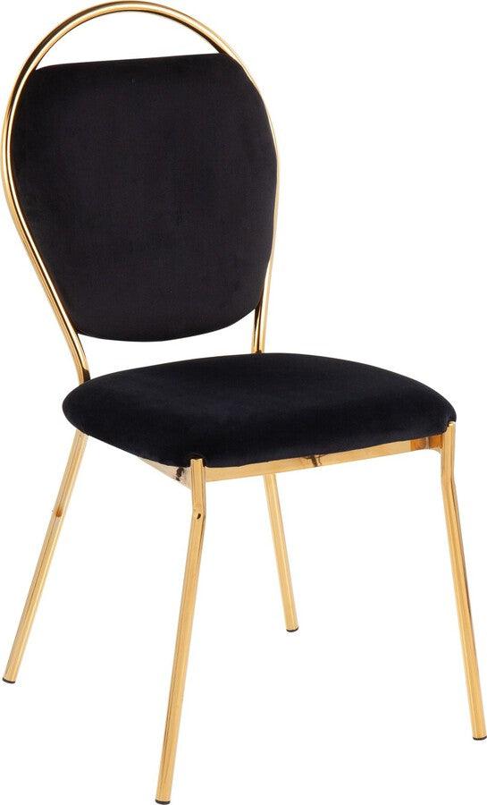 Lumisource Dining Chairs - Keyhole Contemporary/Glam Dining Chair In Gold Metal & Black Velvet (Set of 2)