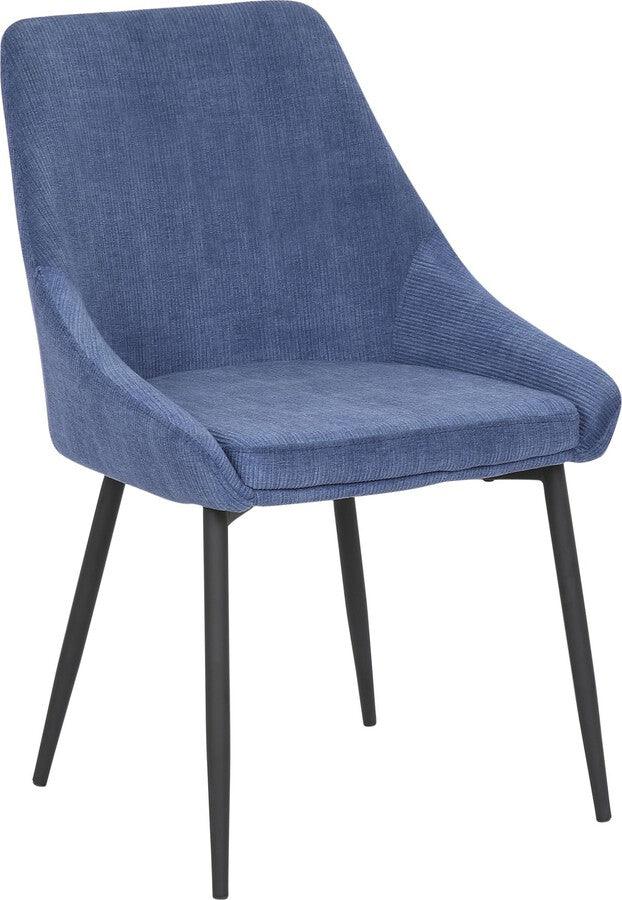 Lumisource Dining Chairs - Diana Contemporary Chair in Black Metal and Blue Corduroy Fabric - Set of 2