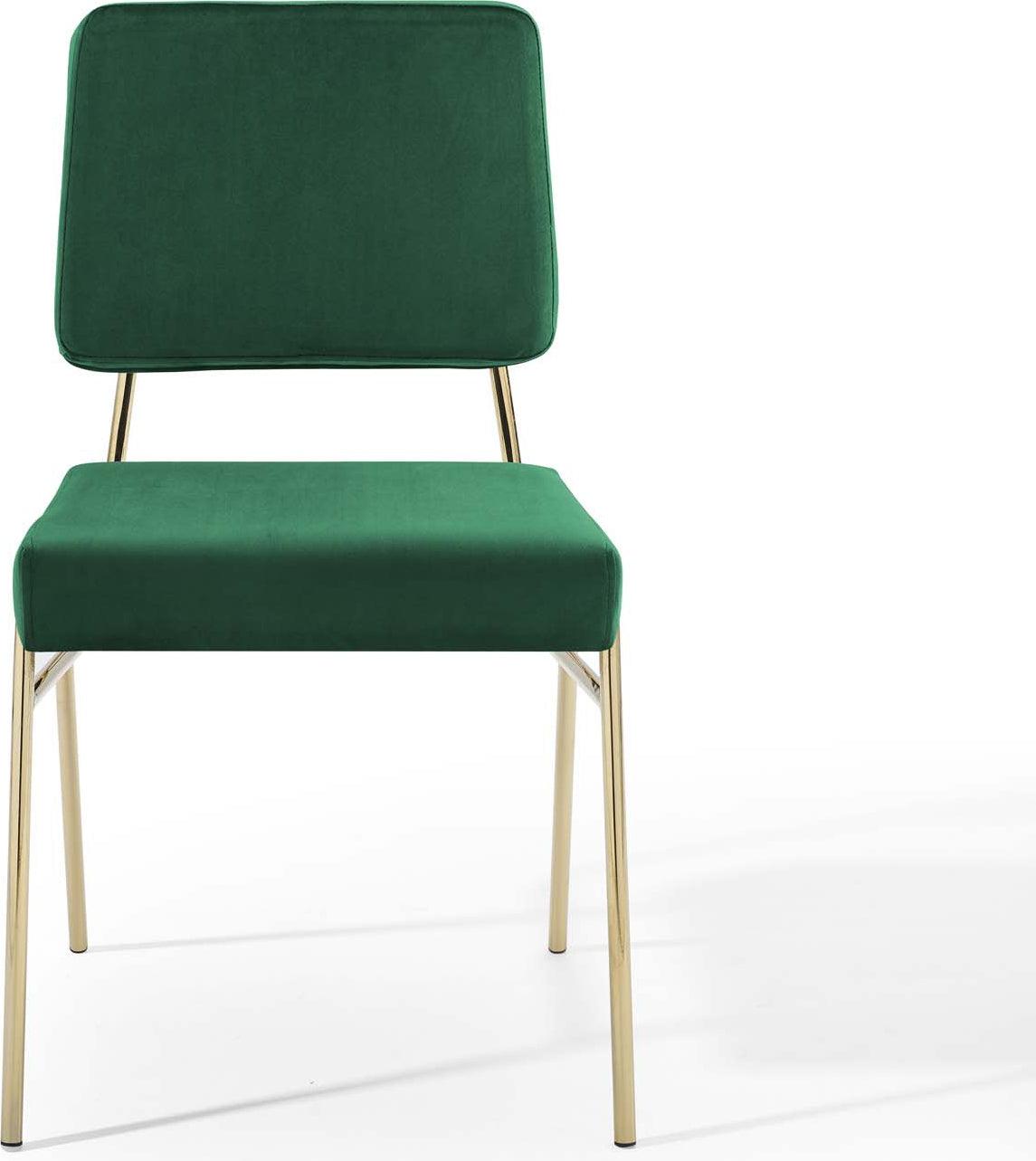Modway Dining Chairs - Craft Dining Side Chair Performance Velvet Gold Green (Set of 2)