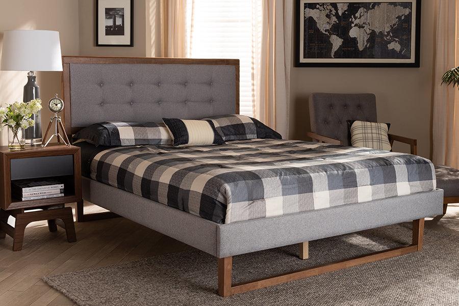 Wholesale Interiors Beds - Livinia Queen Bed Light Gray & Ash walnut