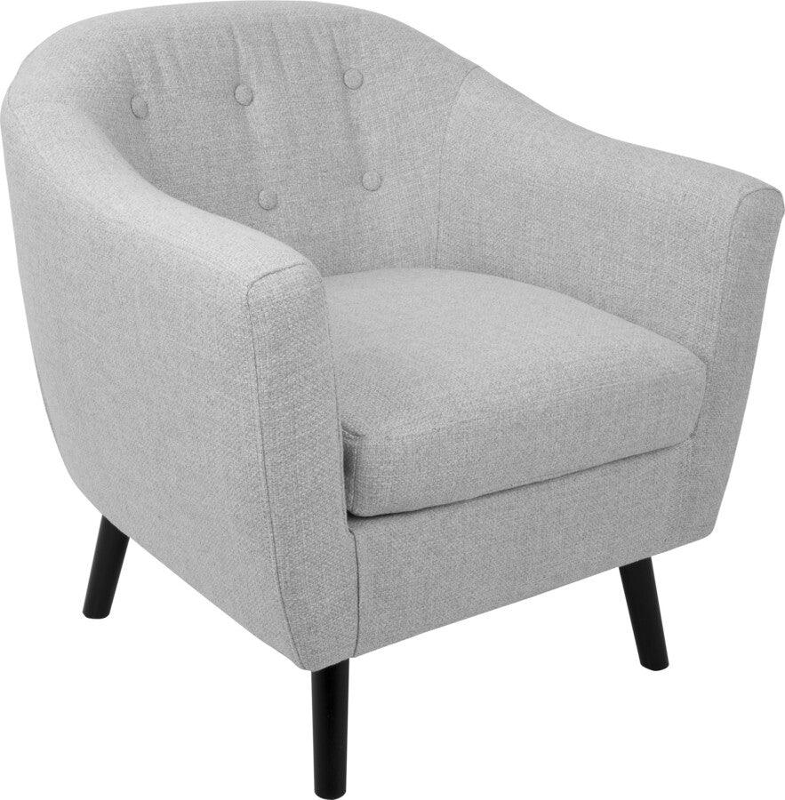 Lumisource Accent Chairs - Rockwell Accent Chair 30.75" Black Wood & Light Gray Noise Fabric
