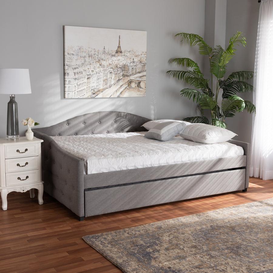 Wholesale Interiors Daybeds - Becker Transitional Grey Fabric Upholstered Queen Size Daybed