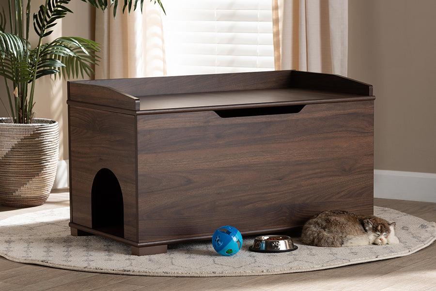 Wholesale Interiors Cat Litter Box - Mariam Walnut Brown Finished Wood Cat Litter Box Cover House