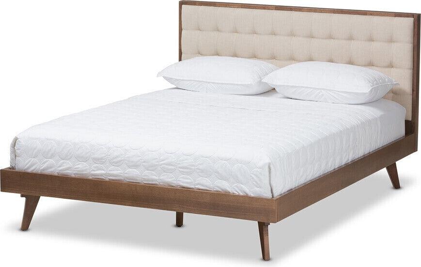 Wholesale Interiors Beds - Soloman Queen Bed Light Beige & Brown