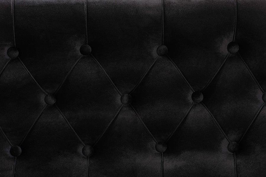 Wholesale Interiors Benches - Hanayo Contemporary Glam and Luxe Black Velvet Fabric Upholstered Black Finished Wood Bench
