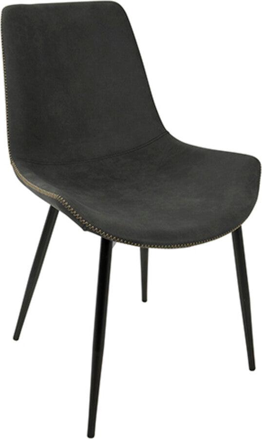 Lumisource Dining Chairs - Duke Industrial Dining Chair in Black and Grey Fabric - Set of 2