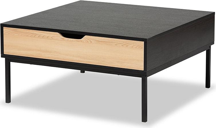 Wholesale Interiors Coffee Tables - Haben Two-Tone Oak Brown and Black Finished Wood Coffee Table