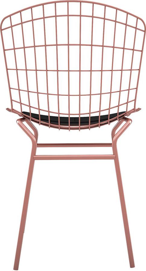 Manhattan Comfort Dining Chairs - Madeline Chair, Set of 2 with Seat Cushion in Rose Pink Gold and Black