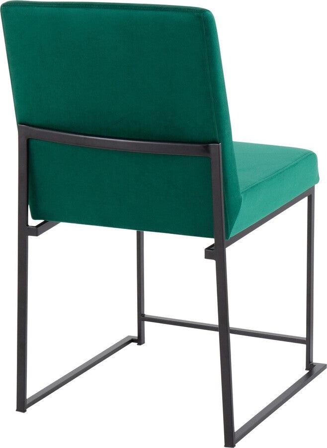 Lumisource Dining Chairs - High Back Fuji Contemporary Dining Chair in Black Steel and Green Velvet - Set of 2