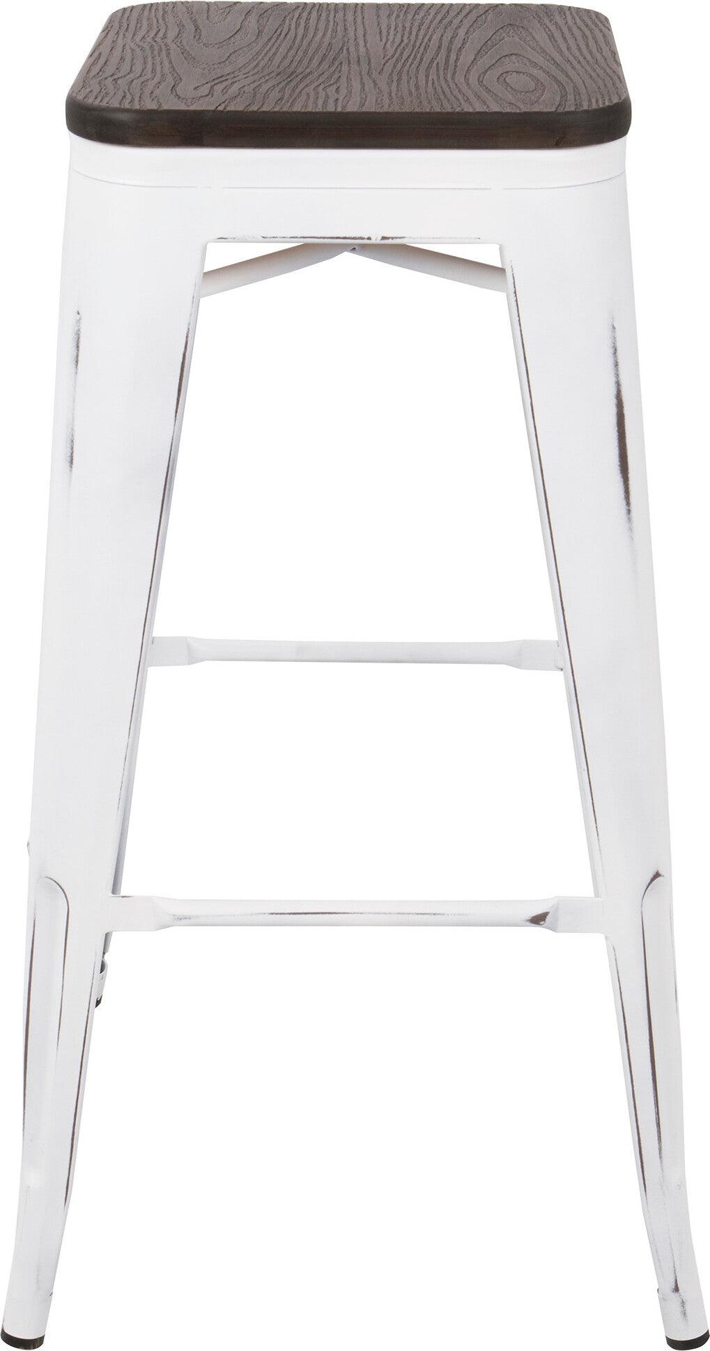Lumisource Barstools - Oregon Barstool (Set of 2) White & Espresso