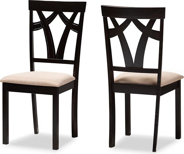 Wholesale Interiors Dining Chairs - Sylvia Sand Fabric Upholstered And Espresso Brown Finished Dining Chair Set Of 2